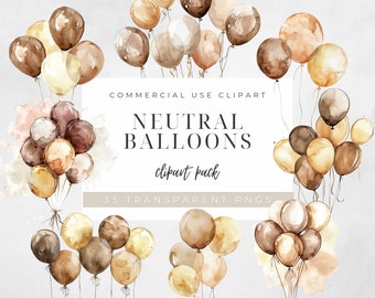 Clipart Neutral Balloons Clipart Balloons Neutral Baby Shower Clipart Birthday Clipart Bridal Shower Clipart Boho Nursery Clipart