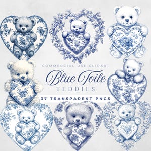 Chinoiserie Valentines Clipart hart Chinoiserie Toile De Jouy baby shower clipart babyshower voor jongen baby meisje clipart teddybeer clipart