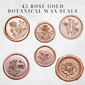 Puede incluir: 45 sellos de cera bot&aacute;nica de oro rosa con dise&ntilde;os florales. Los sellos son redondos y tienen un dise&ntilde;o en relieve. Los dise&ntilde;os incluyen una rosa, una orqu&iacute;dea y una variedad de otras flores.