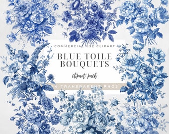 Azul Toile Flor Clipart Flor Azul Clipart Toile de Jouy Clipart Azul Toile Clipart Chinoiserie png svg Francés Toil de Jouy Floral Bebé