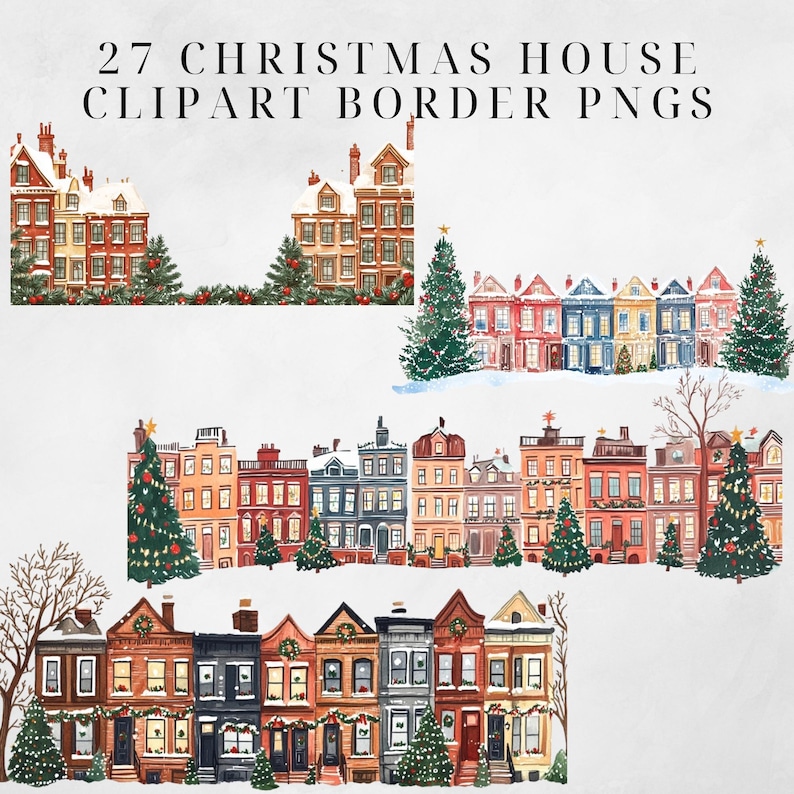 Winter village PNG illustration