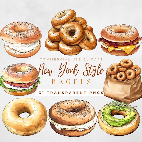 Bagel Clipart Breakfast Clipart Food Illustration Bread Clipart Watercolor Bagel Sandwich Clipart Bagels Clip Art Bagel Png Sourdough