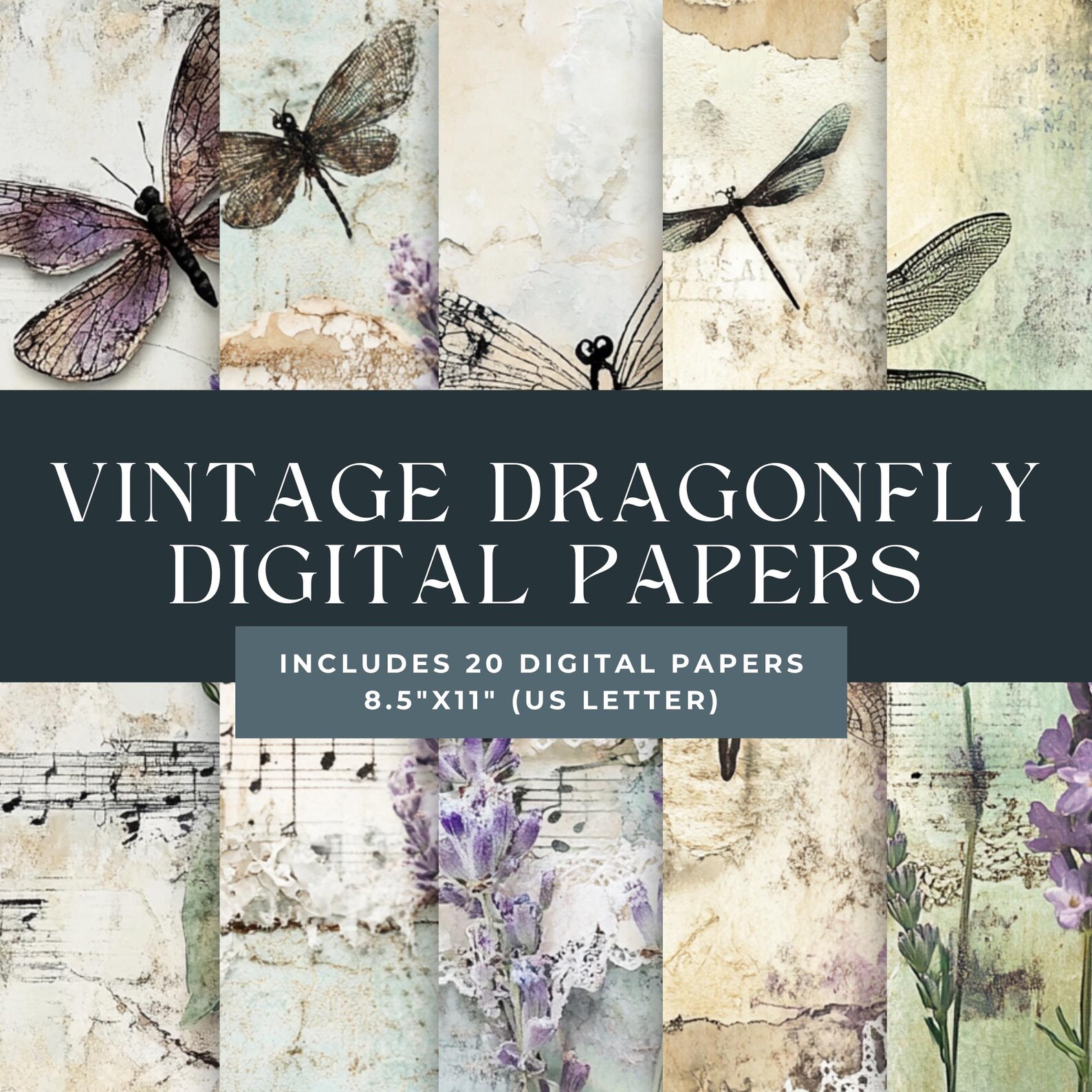 Dragonfly Junk Journal Papers Dragonfly Digital Papers Dragonfly Digi ...