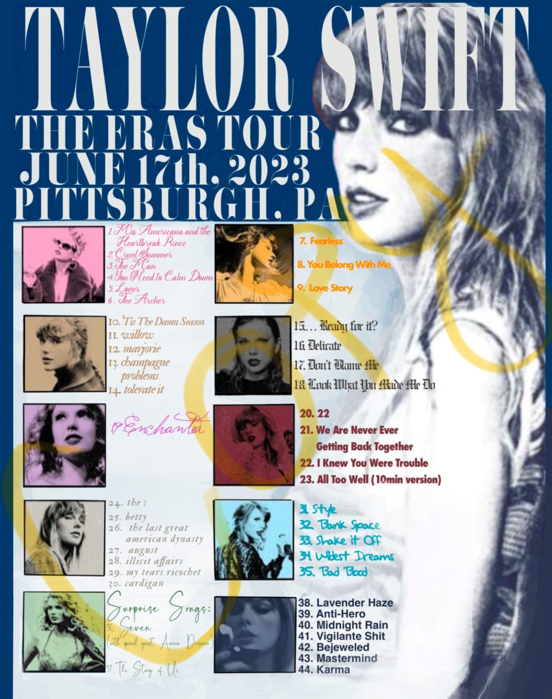 Pittsburgh N2 Setlist Taylor Swift Eras Tour Digital Download Etsy