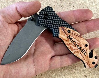 Personalized Engraved Pocket Knife Gift for Father Gift for Hunter Custom Knife Boyfriend Gift Groomsmen Gift Personalized Knife for Men