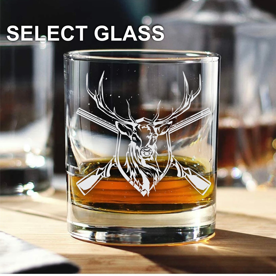 Custom Deer Hunting Gift Engraved Glass Personalized Whiskey Glass for