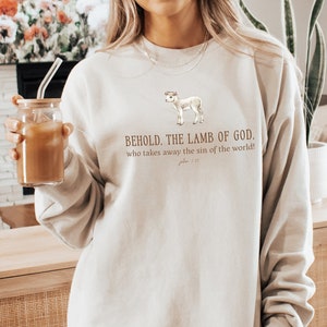 Christianity Sheep Sweatshirt | Christian Lamb of God Crewneck | New Believer Gift | Jesus Crown of Thorns Sweatshirt | Bible Verse Gift