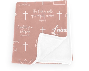 Personal Christliche Babydecke | Benutzerdefinierte Name Baby Geschenk | Personalisierte Bibel Vers Baby Decke | Baby Hingabe Geschenk | Religiöses Neugeborenes