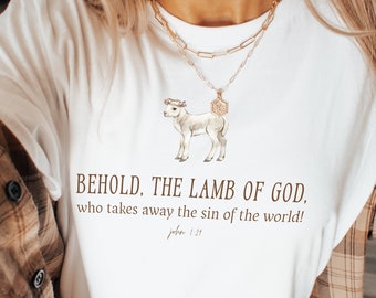 Christianity Sheep Shirt | Christian Sheep Shirt Gift | Lamb of God | Boho Christian Tee | Oversized Bible Verse Shirt | John Scripture Tee