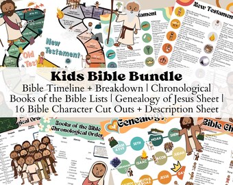 SET! | Herunterladbare Kinder Bibel Charaktere | Bibel Timeline Printable | Bücher der Bibel | Druckbare Christian Homeschooling | Genealogie