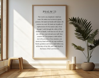 Psalm 23 Wall Art Scripture Wall Art Psalm 23 Christian Decor The Lord is My Shepherd Living Room Wall Art Modern Christian Wall Art