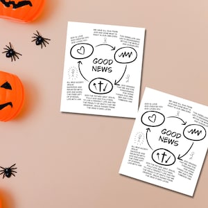 Druckbare Evangelien | Christliche Halloween Handkarten | Lehre die gute Botschaft Evangeliumsbriefe | Evangelisationskurs | Drei Kreise