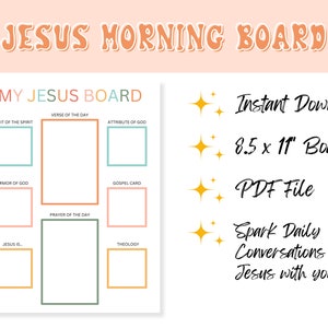 Tableau du matin pour enfants | Ressources chrétiennes pour l'école à la maison | Planche Jésus pour tout-petits | Cartes de versets à mémoriser pour enfants | Fruit de l'esprit | Armure de Dieu