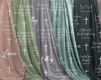 Personal Christliche Babydecke | Benutzerdefinierte Name Neugeborenen Geschenk | Bibel Vers Decke | Baby Hingabe Geschenk | Schwangerschaftsmitteilung