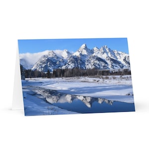 Grand Tetons Gebirgskette verschneite Landschaft, Grußkarte, Danke, alle Gelegenheit, Geburtstagskarte