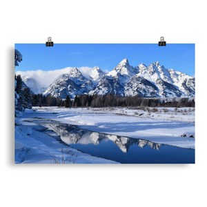 Schneebedeckte Grand Teton Gebirgskette Landschaftsposter