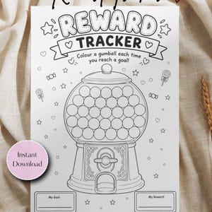 Monthly Reward Tracker Printable | Kids Goal Tracker | Behaviour Reward Chart | Colouring Reward Tracker | Instant Download PDF