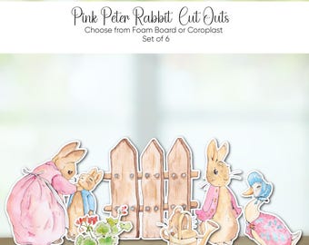 Pink Peter Rabbit Cutouts, Baby Shower Decorations