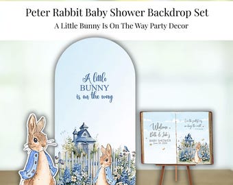 Peter Rabbit Baby Shower Backdrop Set | Storybook Arch Decor (A Little Bunny)