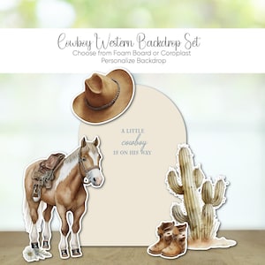 Cowboy Baby Shower Backdrop: Western Party Decor with Horse, Cactus & Boots