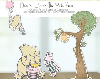 Classic Winnie The Pooh Baby Shower Cut Outs,  Winnie The Pooh First Birthday Props, Classic Winnie The Pooh Photography Props