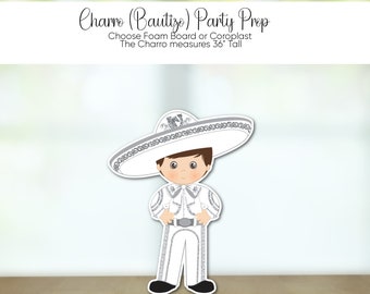 36" Baptism Charro Cut Out: Silver & White Suit Party Prop
