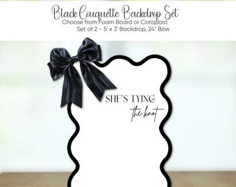 Black Coquette Backdrop Set | She’s Tying the Knot | Bridal Shower Photo