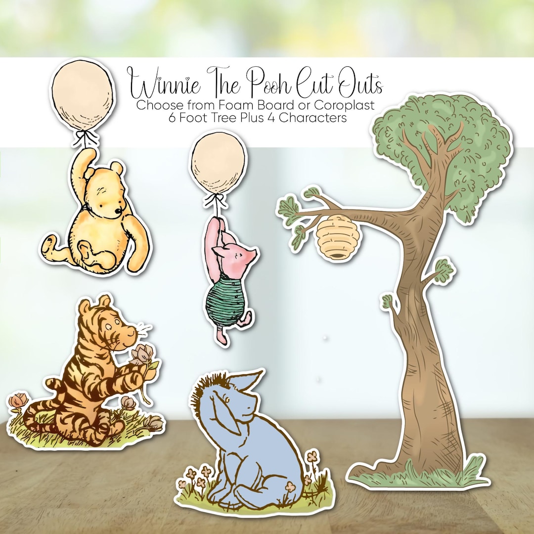 Classic Winnie Pooh Party Cut Outs Set 6ft Tree, 30" Characters