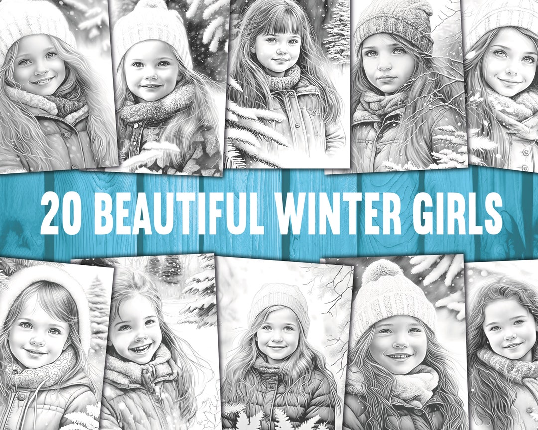 Beautiful Winter Girl Realistic Coloring Pages 20 Printable - Etsy