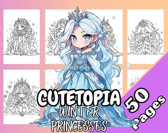 Cutetopia Winter Princesses Coloring Book Digital Download