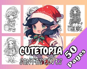 Cutetopia Santa's Elves Coloring Book Digital Download
