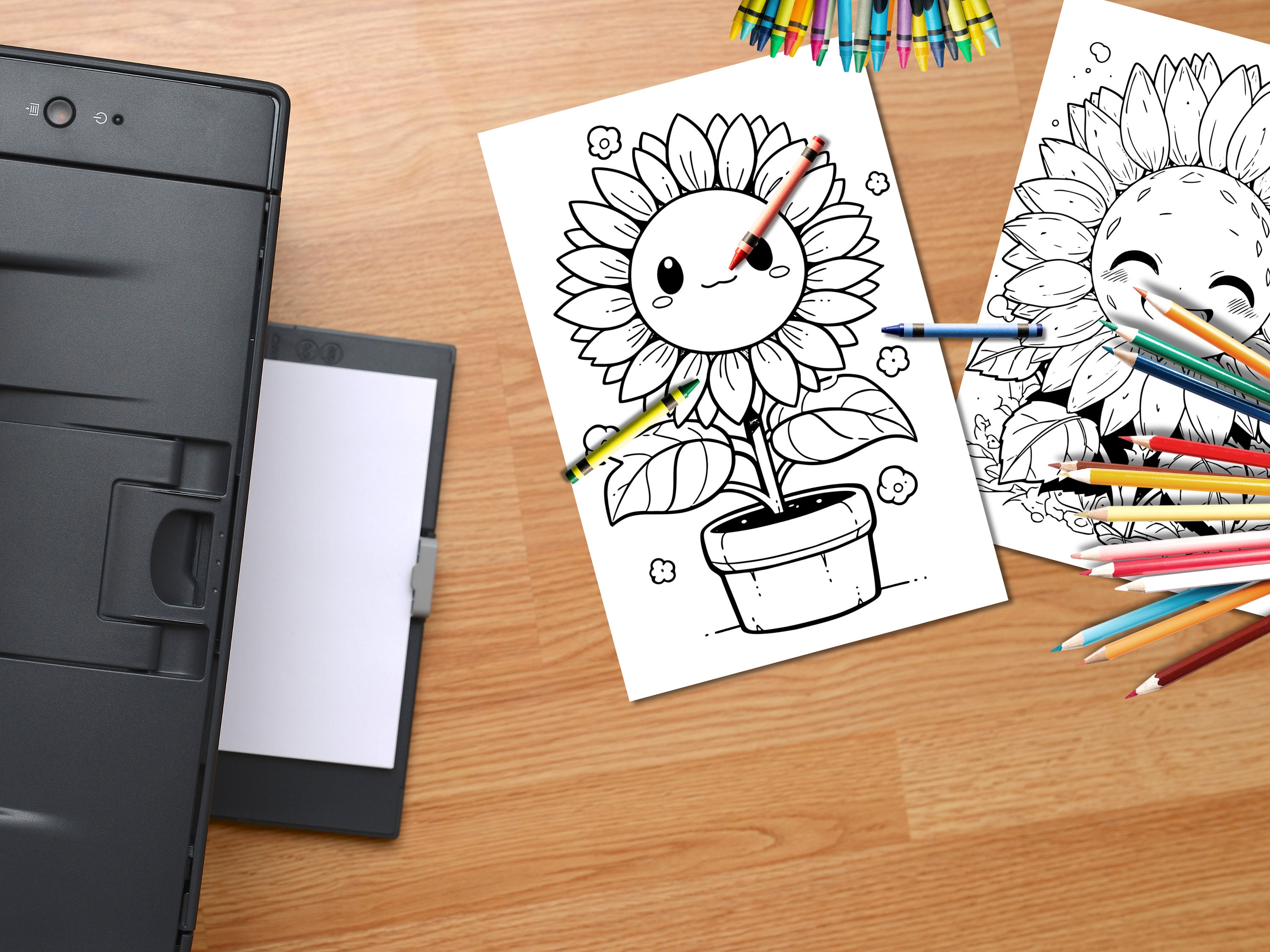 My Kawaii Sunflowers Coloring Book - Etsy