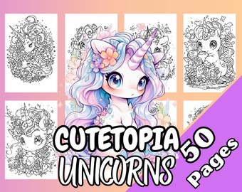 Cutetopia Unicorns Coloring Book Digital Download