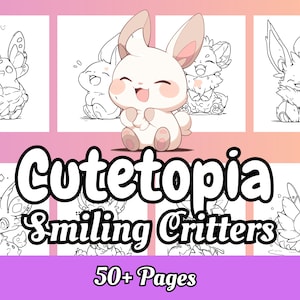 Cutetopia Smiling Critters Coloring Book - Etsy