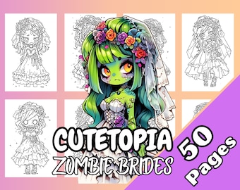 Cutetopia Zombie Brides Coloring Book Digital Download