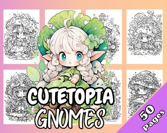 Cutetopia Gnomes Coloring Book Digital Download