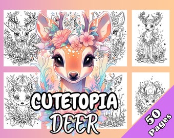 Cutetopia Deer Coloring Book Digital Download