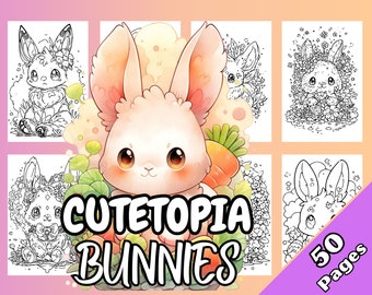 Cutetopia Bunnies Coloring Book Digital Download