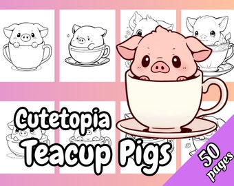Cutetopia Teacup Pigs Coloring Book