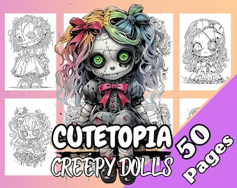 Cutetopia Creepy Dolls Coloring Book Digital Download