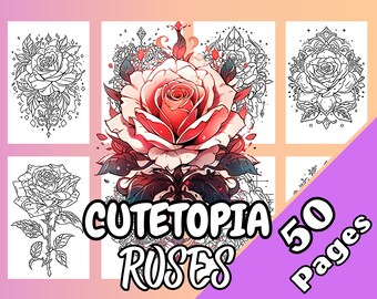 Cutetopia Roses Coloring Book Digital Download