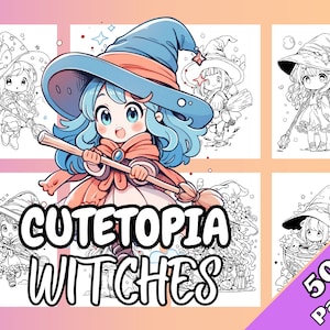 Cutetopia Witches Coloring Book Digital Download