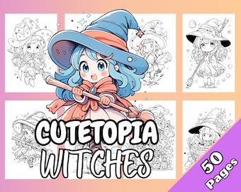 Cutetopia Witches Coloring Book Digital Download