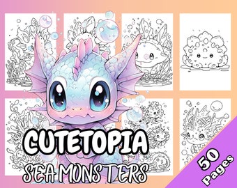 Cutetopia Sea Monsters Coloring Book Digital Download