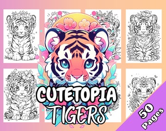 Cutetopia Tigers Coloring Book Digital Download