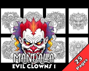 Mandala Evil Clowns 1 Coloring Book