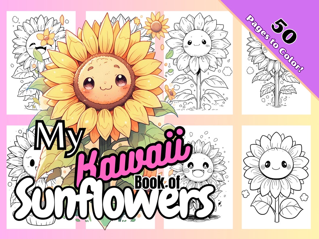My Kawaii Sunflowers Coloring Book - Etsy