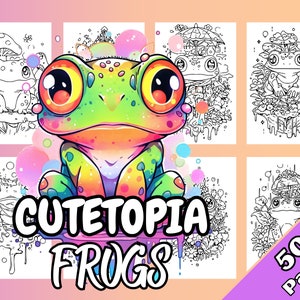 Cutetopia Frogs Coloring Book Digital Download