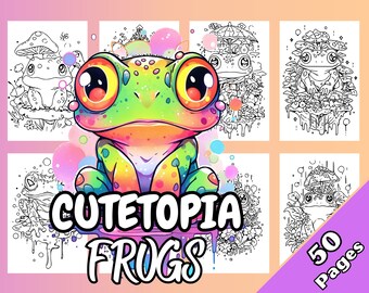 Cutetopia Frogs Coloring Book Digital Download