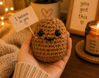 Crochet Potato Plush | Desk Buddy, Motivational Decor, Encouragement Gift
